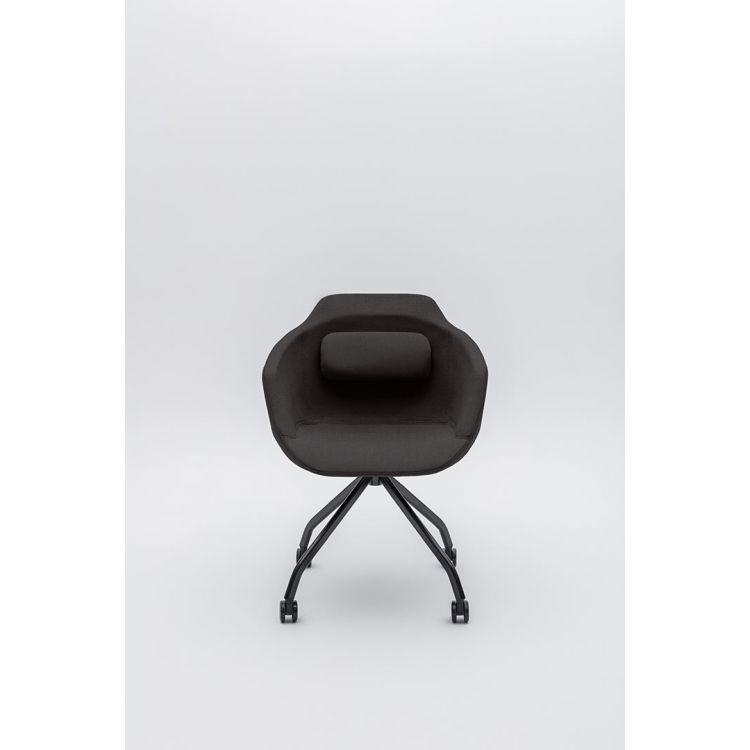 Chaise de réunion design avec piétement en métal noir à roulettes Sandy