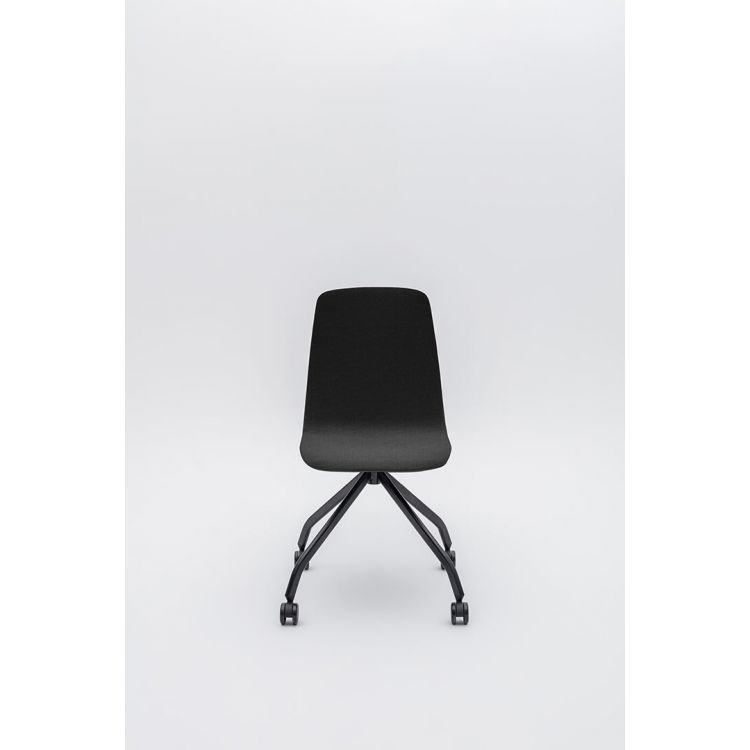 Chaise de réunion moderne à roulettes avec piétement en étoile métal noir Hélène