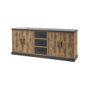 Buffet/bahut industriel 226 cm chêne/noir Odessa