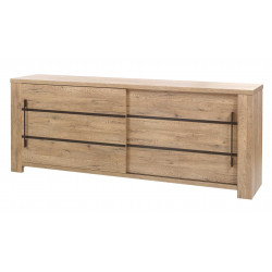 Buffet/bahut contemporain 230 cm coloris chêne Paulin