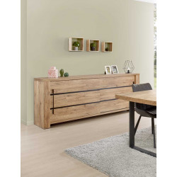 Buffet/bahut contemporain 230 cm coloris chêne Paulin