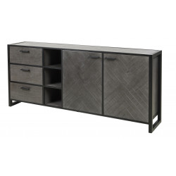 Buffet/bahut industriel 220 cm en pin massif gris Australine