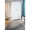 Armoire style campagne 104 cm en pin massif blanc Hada I