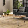 Table basse moderne en bois d'acacia et métal Marius