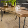 Table basse moderne en bois d'acacia et métal Marius