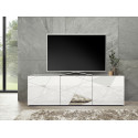 Meuble TV moderne 181 cm laqué blanc brillant Larissa