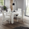 Table de salle à manger moderne blanc laqué brillant Larissa