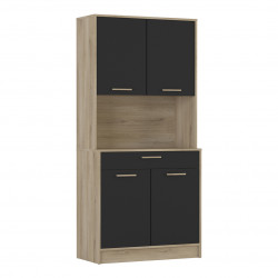 Meuble bas de cuisine moderne 120 cm chêne/noir Loft