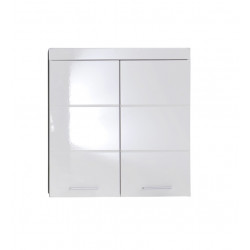 Meuble haut de salle de bain design 2 portes blanc brillant Savana