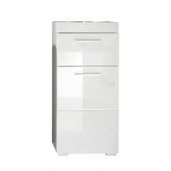 Meuble bas de salle de bain design 1 porte/1 tiroir blanc brillant Savana
