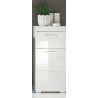 Meuble bas de salle de bain design 1 porte/1 tiroir blanc brillant Savana