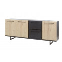 Buffet/bahut industriel 230 cm chêne/anthracite Alrik