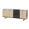 Buffet/bahut industriel 230 cm chêne/anthracite Alrik