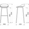 Tabouret moderne avec piétement métal Clémence