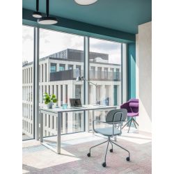 Bureau droit moderne piétement carré en métal Charlie