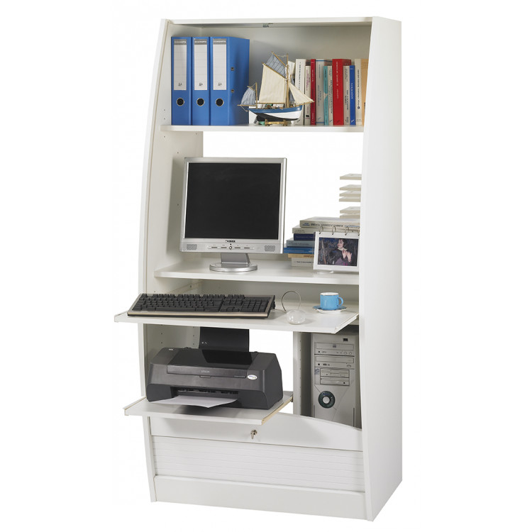 Meuble bureau informatique noir blanc ou bois clair à roulettes - 3 coloris - De Meuble bureau informatique noir blanc ou bois clair à roulettes - 3 coloris - De