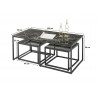 Table basse industrielle métal et verre noir (lot de 3) Claudia