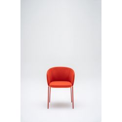 Chaise de réunion moderne piétement et assise rouges Albane