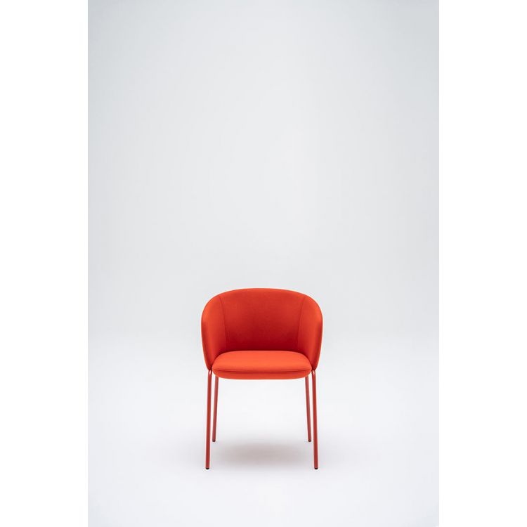 Chaise de réunion moderne piétement et assise rouges Albane