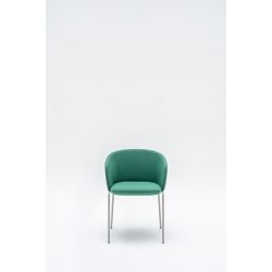 Chaise de réunion moderne piétement gris et assise en tissu vert Albane