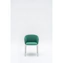 Chaise de réunion moderne piétement gris et assise en tissu vert Albane
