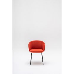 Chaise de réunion moderne piétement noir et assise en tissu recyclé rouge Albane