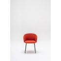 Chaise de réunion moderne piétement noir et assise en tissu recyclé rouge Albane