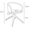 Chaise de réunion moderne piétement gris et assise en tissu graphite Albane