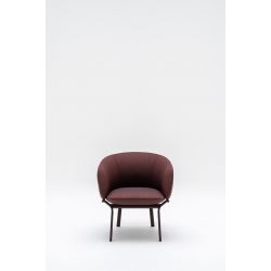 Fauteuil moderne piétement métal et assise 90% laine bordeaux Antoine