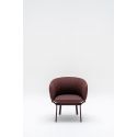 Fauteuil moderne piétement métal et assise 90% laine bordeaux Antoine