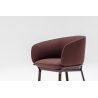 Fauteuil moderne piétement métal et assise 90% laine bordeaux Antoine