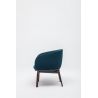 Fauteuil moderne piétement métal bordeaux et assise en PU bleu foncé Antoine