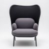 Fauteuil moderne d'accueil avec dossier haut graphite et assise grise Luna