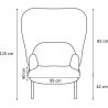 Fauteuil moderne d'accueil avec dossier haut graphite et assise grise Luna