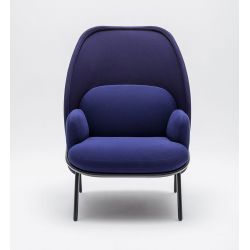 Fauteuil moderne d'accueil avec dossier medium et assise bleus foncés Luna