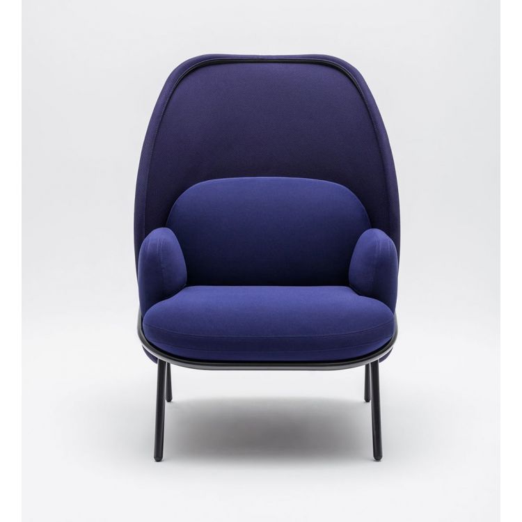 Fauteuil moderne d'accueil avec dossier medium et assise bleus foncés Luna