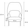 Fauteuil moderne d'accueil avec dossier medium et assise bleus foncés Luna