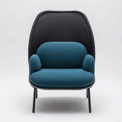 Fauteuil moderne d'accueil avec dossier medium graphite et assise turquoise foncé Luna