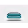 Canapé moderne d'accueil avec dossier bas gris et assise bleue claire Luna