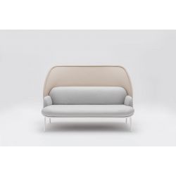 Canapé moderne d'accueil avec dossier medium beige et assise grise Luna