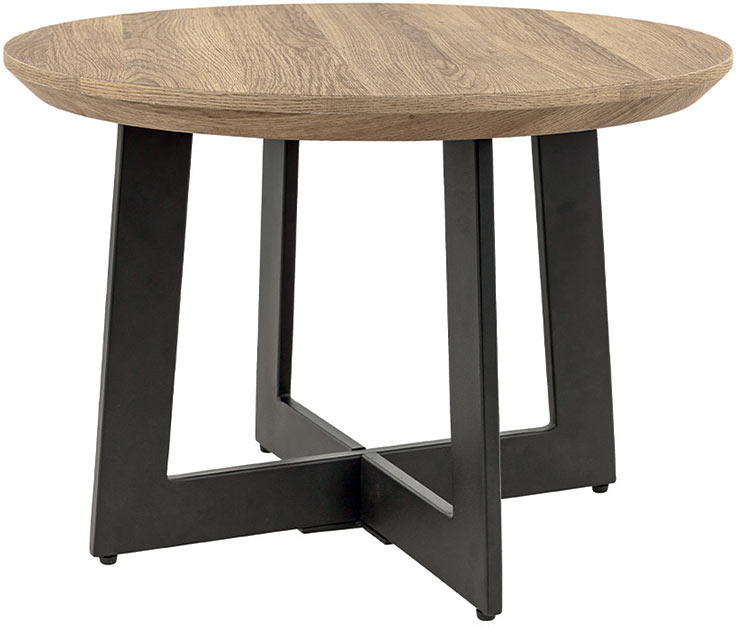Table basse industrielle ronde en bois et métal noir Aaron
