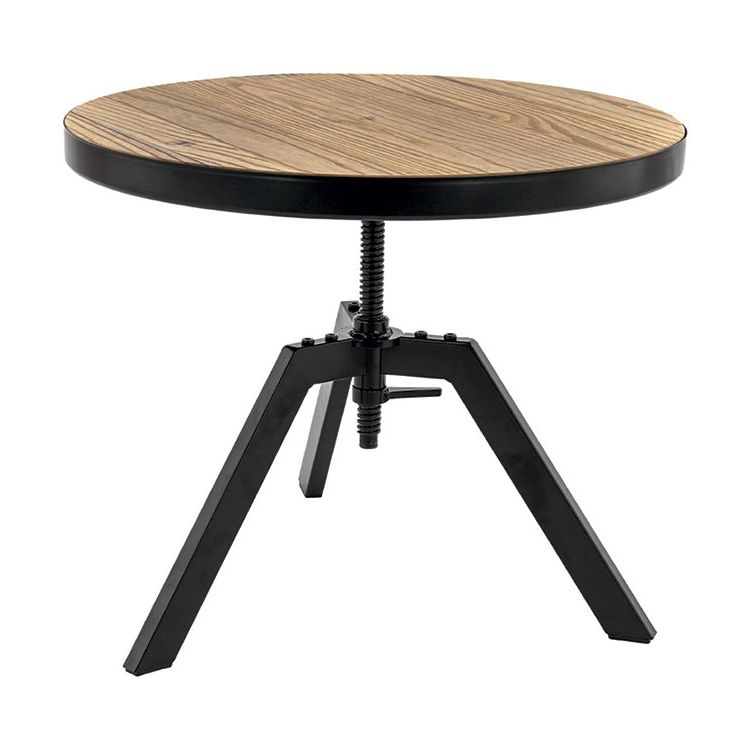 Table basse ronde industrielle réglable en bois et métal Anna