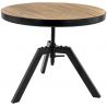 Table basse ronde industrielle réglable en bois et métal Anna