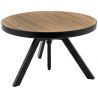 Table basse ronde industrielle réglable en bois et métal Anna