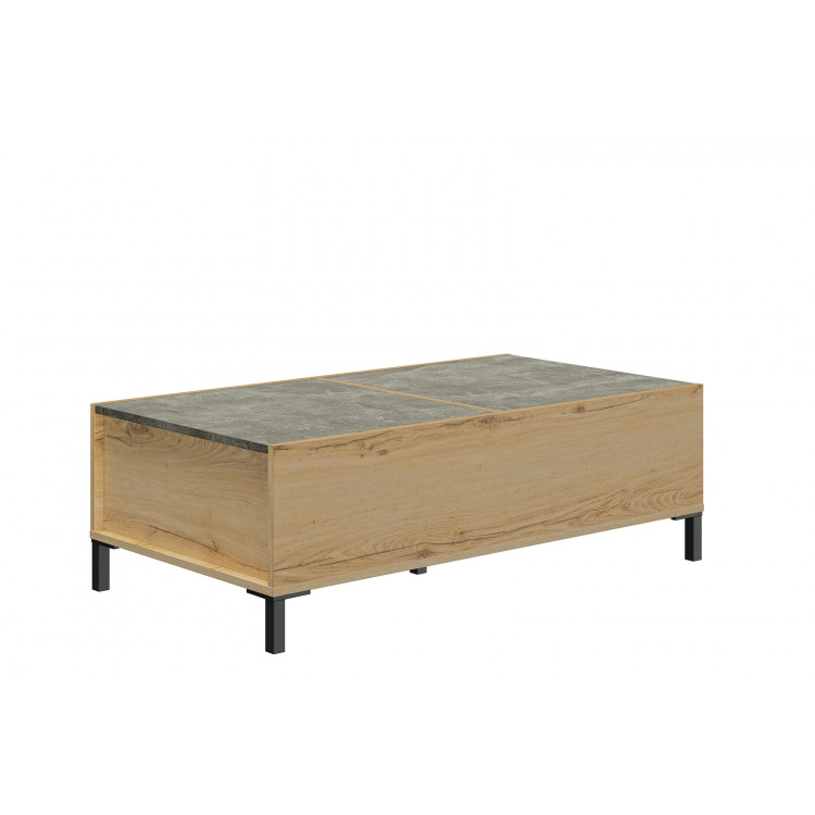 Table basse coulissante style industriel chêne/béton Joker