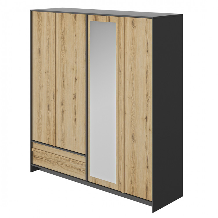 Armoire adulte moderne 197 cm chêne/noir Rochelle