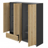 Armoire adulte moderne 197 cm chêne/noir Rochelle