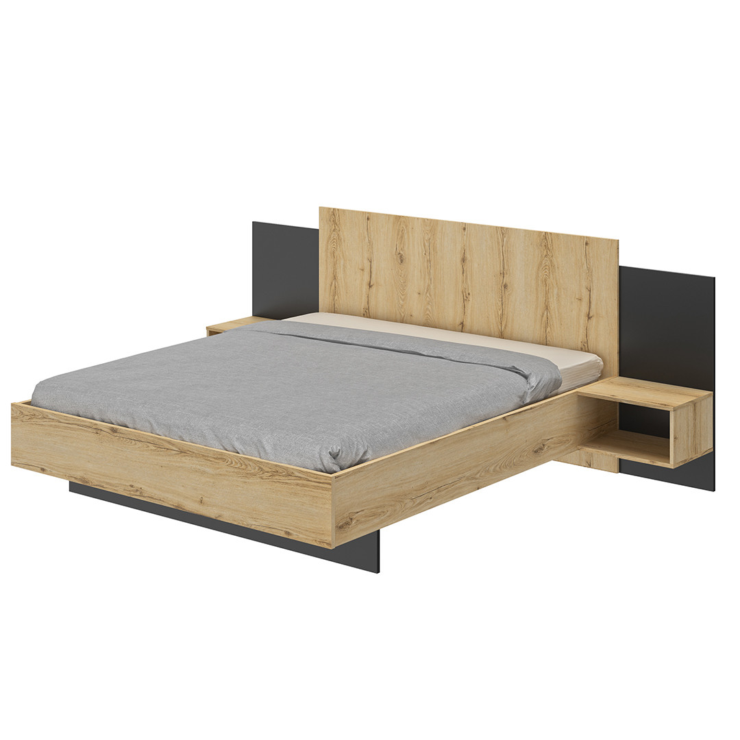 Lit adulte 140x190 cm OPTIMUM coloris bois clair - Conforama