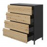 Commode adulte moderne chêne/noir Rochelle