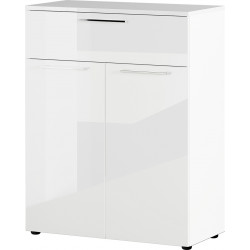 Meuble de rangement moderne 84 cm blanc brillant Georgie